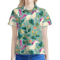 Floral Unicorn Pattern Print Women's Polo Shirt