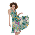 Floral Unicorn Pattern Print Sleeveless Knee Length Dress