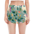 Floral Unicorn Pattern Print Women's Split Running Shorts