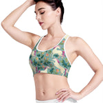 Floral Unicorn Pattern Print Women's Sports Bra