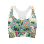Floral Unicorn Pattern Print Women's Sports Bra
