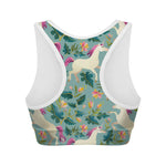 Floral Unicorn Pattern Print Women's Sports Bra