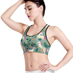 Floral Unicorn Pattern Print Women's Sports Bra