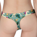 Floral Unicorn Pattern Print Women's Thong