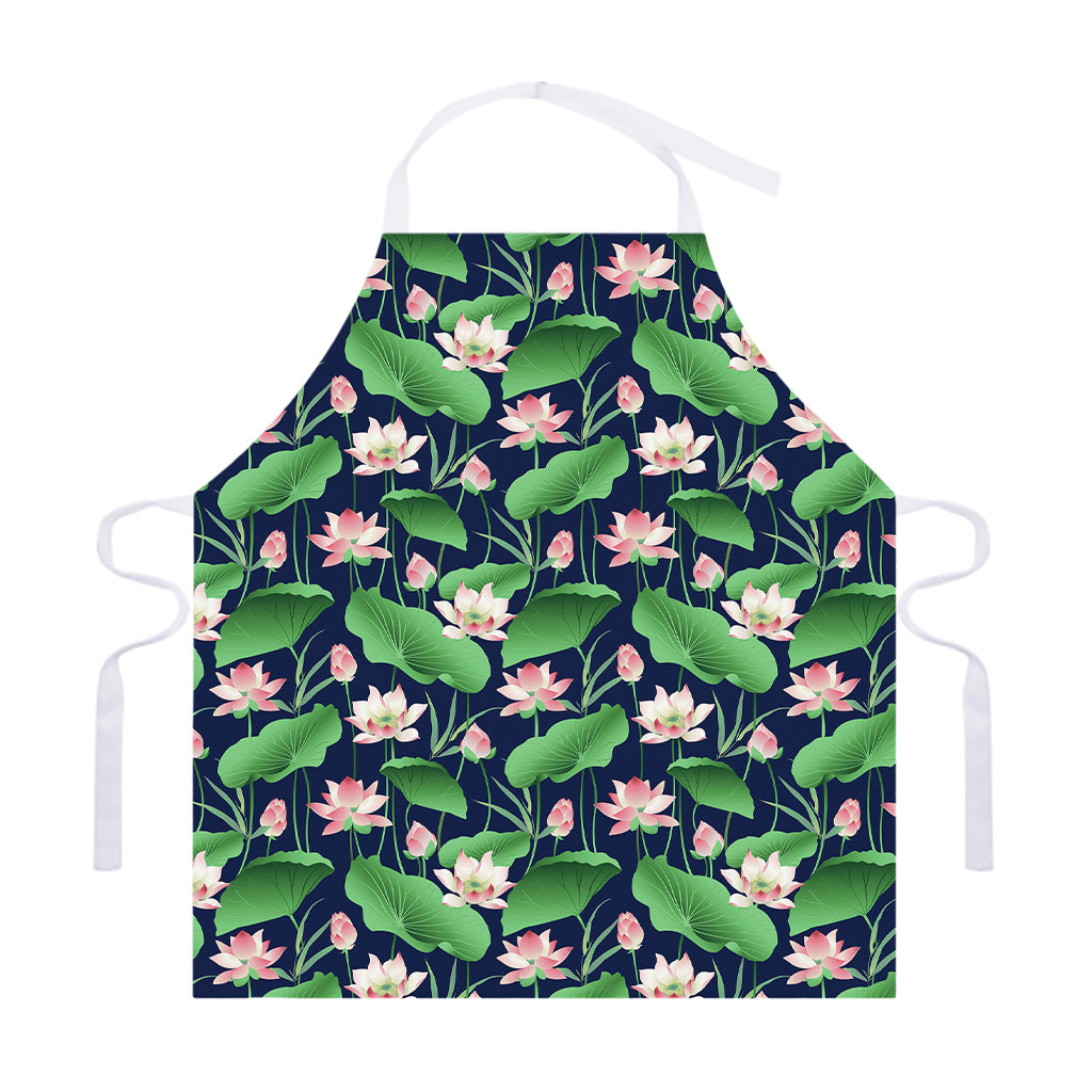 Flower And Leaf Lotus Pattern Print Adjustable Apron
