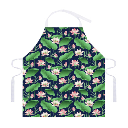 Flower And Leaf Lotus Pattern Print Adjustable Apron