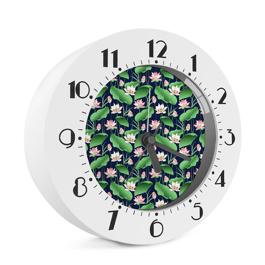 Flower And Leaf Lotus Pattern Print Alarm Clock