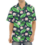 Flower And Leaf Lotus Pattern Print Aloha Shirt
