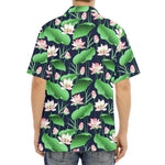 Flower And Leaf Lotus Pattern Print Aloha Shirt