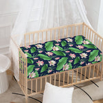 Flower And Leaf Lotus Pattern Print Baby Crib Sheet