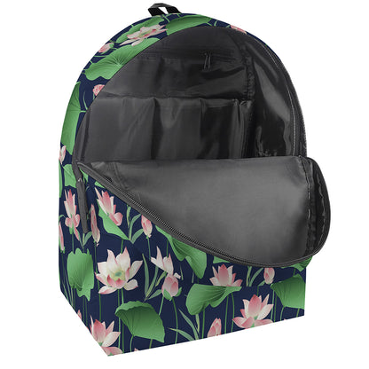Flower And Leaf Lotus Pattern Print Backpack