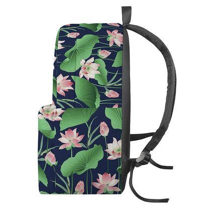 Flower And Leaf Lotus Pattern Print Backpack