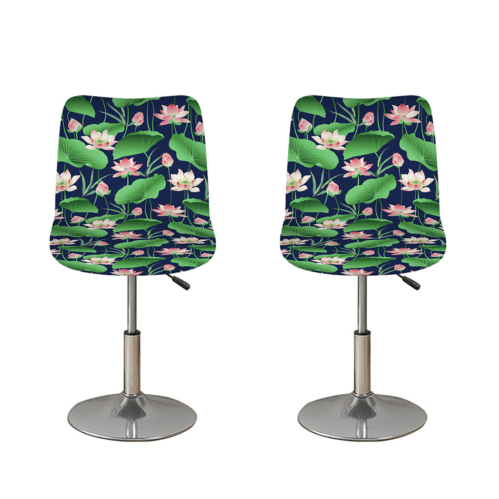 Flower And Leaf Lotus Pattern Print Bar Stool Covers