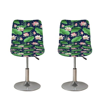 Flower And Leaf Lotus Pattern Print Bar Stool Covers