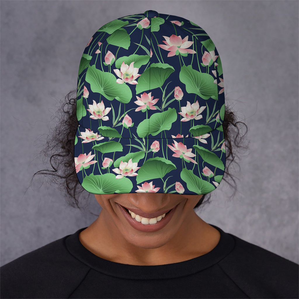 Flower And Leaf Lotus Pattern Print Baseball Cap