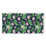 Flower And Leaf Lotus Pattern Print Beach Towel