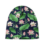 Flower And Leaf Lotus Pattern Print Beanie