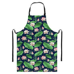 Flower And Leaf Lotus Pattern Print Bib Apron With Pocket