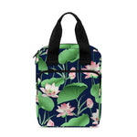 Flower And Leaf Lotus Pattern Print Bible Tote Bag