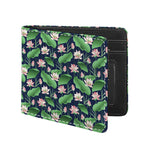 Flower And Leaf Lotus Pattern Print Bifold Wallet