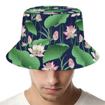 Flower And Leaf Lotus Pattern Print Bucket Hat