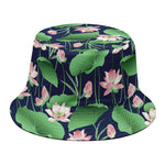 Flower And Leaf Lotus Pattern Print Bucket Hat