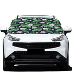 Flower And Leaf Lotus Pattern Print Car Windshield Snow Cover