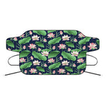 Flower And Leaf Lotus Pattern Print Car Windshield Snow Cover
