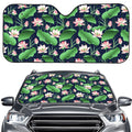 Flower And Leaf Lotus Pattern Print Car Windshield Sun Shade