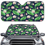 Flower And Leaf Lotus Pattern Print Car Windshield Sun Shade