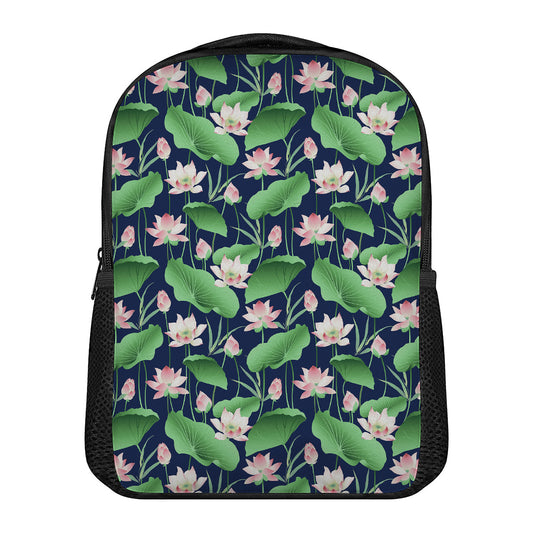 Flower And Leaf Lotus Pattern Print Casual Backpack
