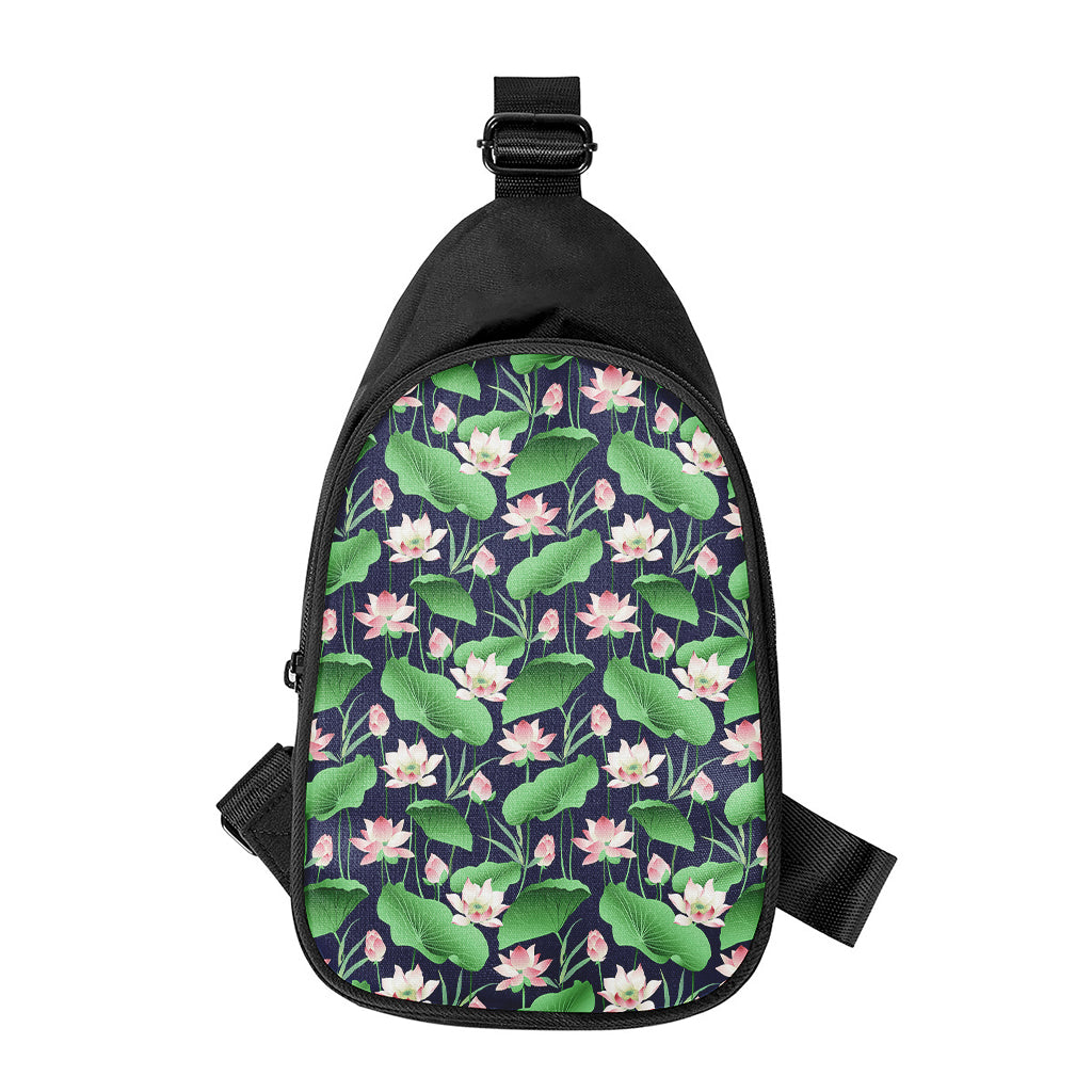 Flower And Leaf Lotus Pattern Print Chest Bag