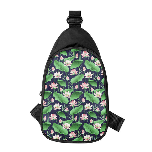 Flower And Leaf Lotus Pattern Print Chest Bag