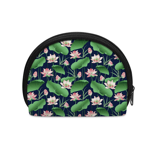 Flower And Leaf Lotus Pattern Print Coin Purse