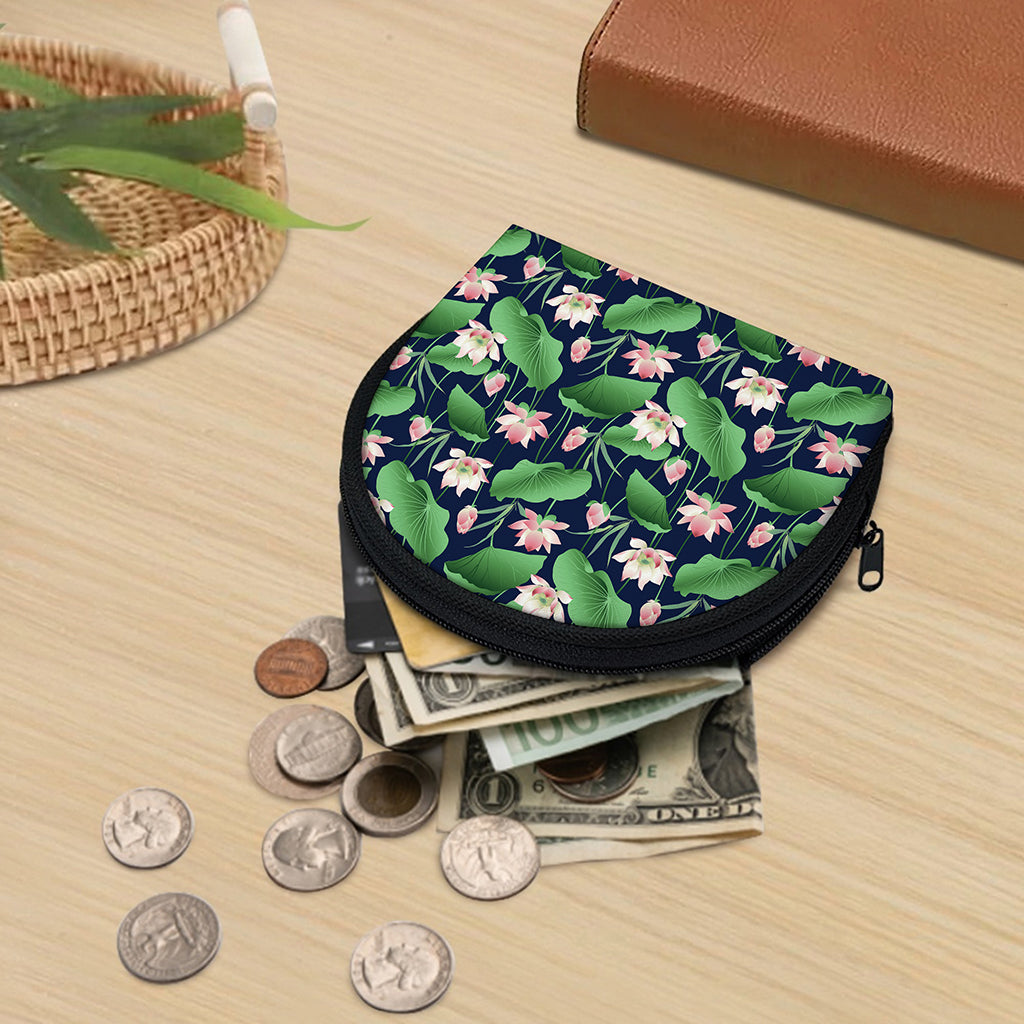 Flower And Leaf Lotus Pattern Print Coin Purse