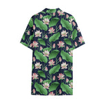 Flower And Leaf Lotus Pattern Print Cotton Hawaiian Shirt