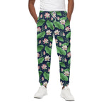 Flower And Leaf Lotus Pattern Print Cotton Pants