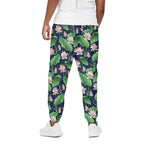 Flower And Leaf Lotus Pattern Print Cotton Pants