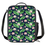 Flower And Leaf Lotus Pattern Print Crossbody Lunch Bag