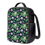 Flower And Leaf Lotus Pattern Print Crossbody Lunch Bag