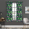 Flower And Leaf Lotus Pattern Print Grommet Curtain Panels