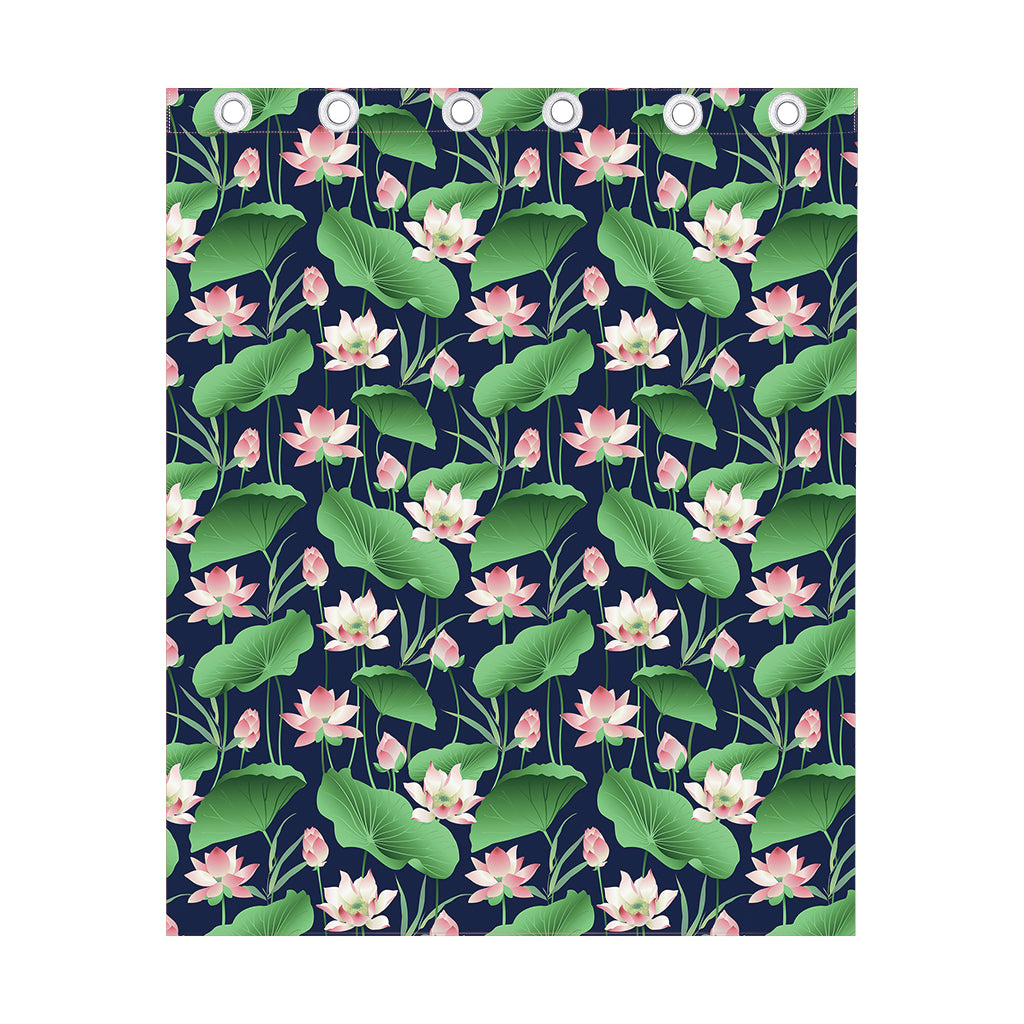 Flower And Leaf Lotus Pattern Print Curtain