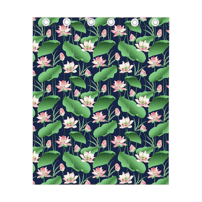 Flower And Leaf Lotus Pattern Print Curtain