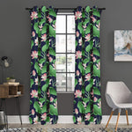Flower And Leaf Lotus Pattern Print Curtain