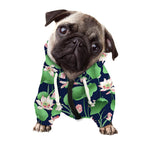 Flower And Leaf Lotus Pattern Print Dog Zip Up Hoodie