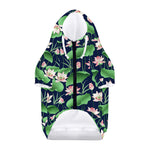 Flower And Leaf Lotus Pattern Print Dog Zip Up Hoodie