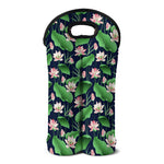 Flower And Leaf Lotus Pattern Print Double Neoprene Wine Tote