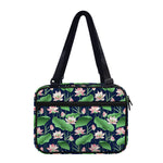 Flower And Leaf Lotus Pattern Print Double Strap Bible Bag