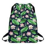 Flower And Leaf Lotus Pattern Print Drawstring Backpack