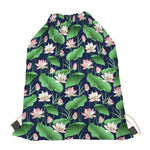 Flower And Leaf Lotus Pattern Print Drawstring Bag